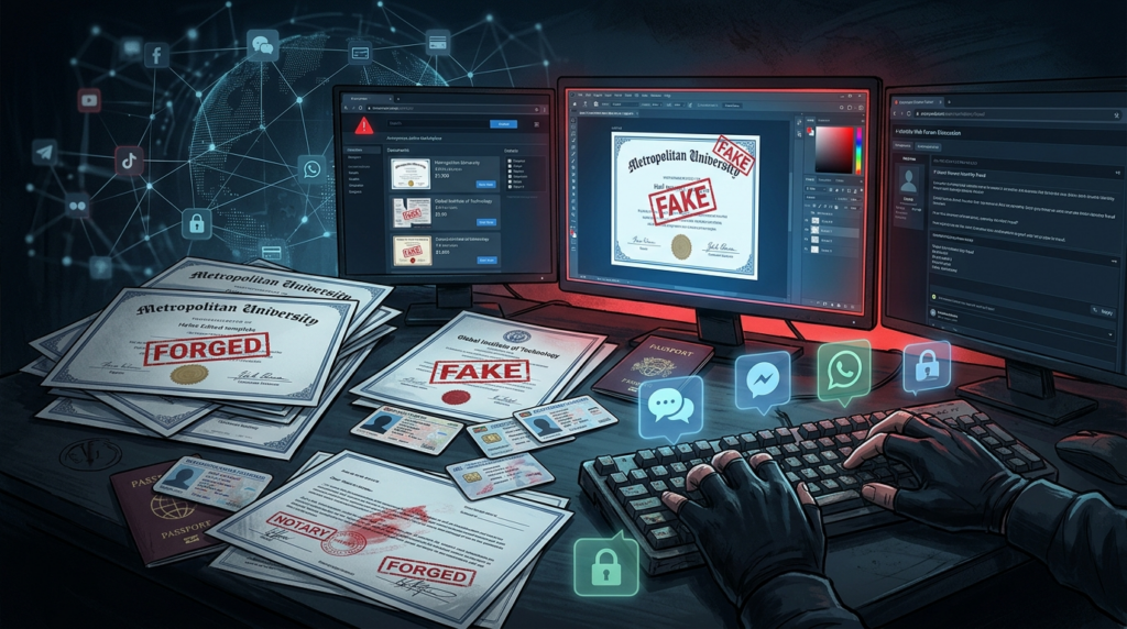 SNS 속 불법 서류 제작 허위 증명서와 해외 공증 조작 유통 심각