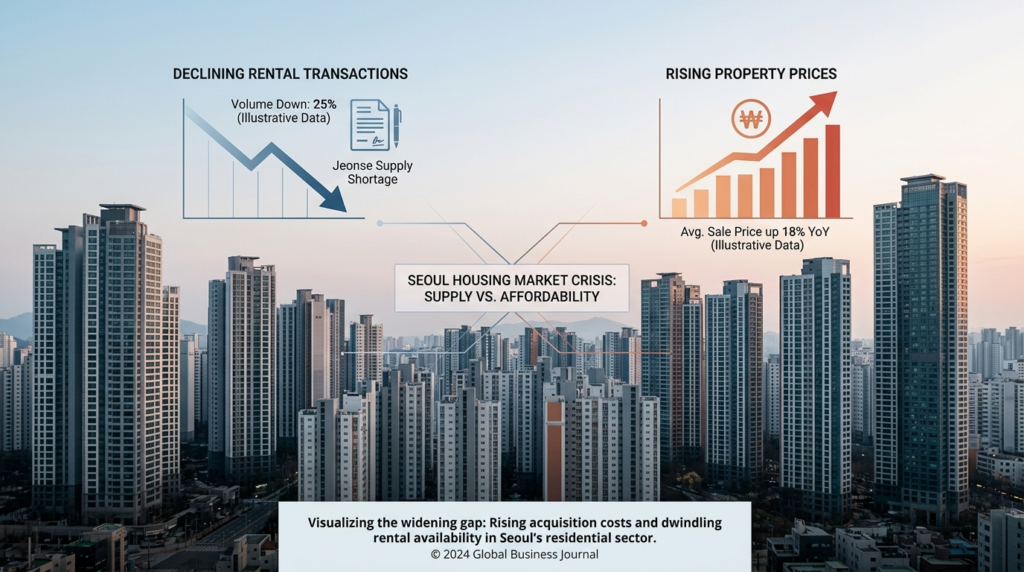 면적 85제곱미터 월세 300만원대 돌파... 서울 전세 계약 건수 연간 34% 하락세