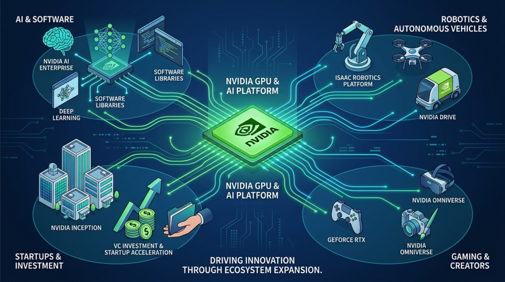 AI 소프트웨어와 그래픽처리장치 지원으로 엔비디아 생태계 확장 투자 파트너사 대상 기술 공급 전략