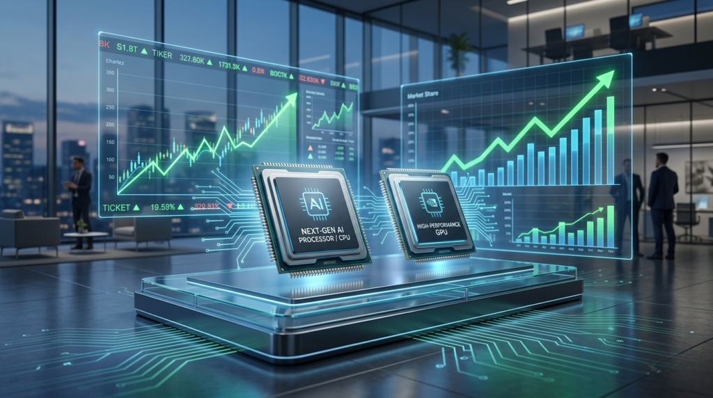 오늘의 엔비디아 최신 프로세서 출시로 시장 경쟁 심화, 동시 상승세 기록
