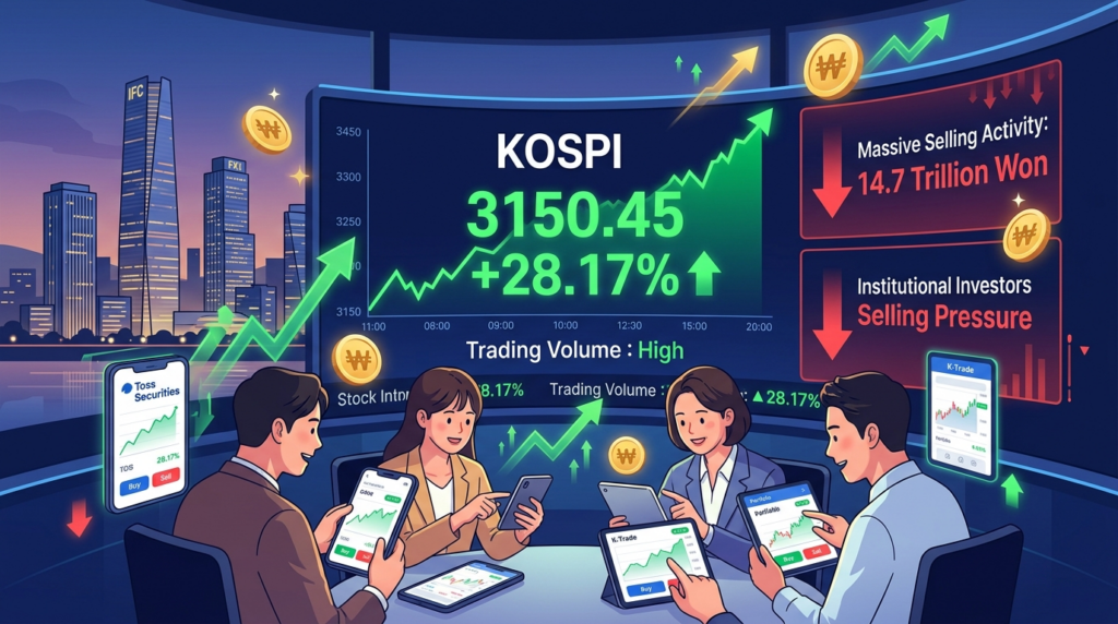 이번 달 개인투자자 주식시장서 14조 7천억 매도 월별 사상 최대 기록 경신 임박