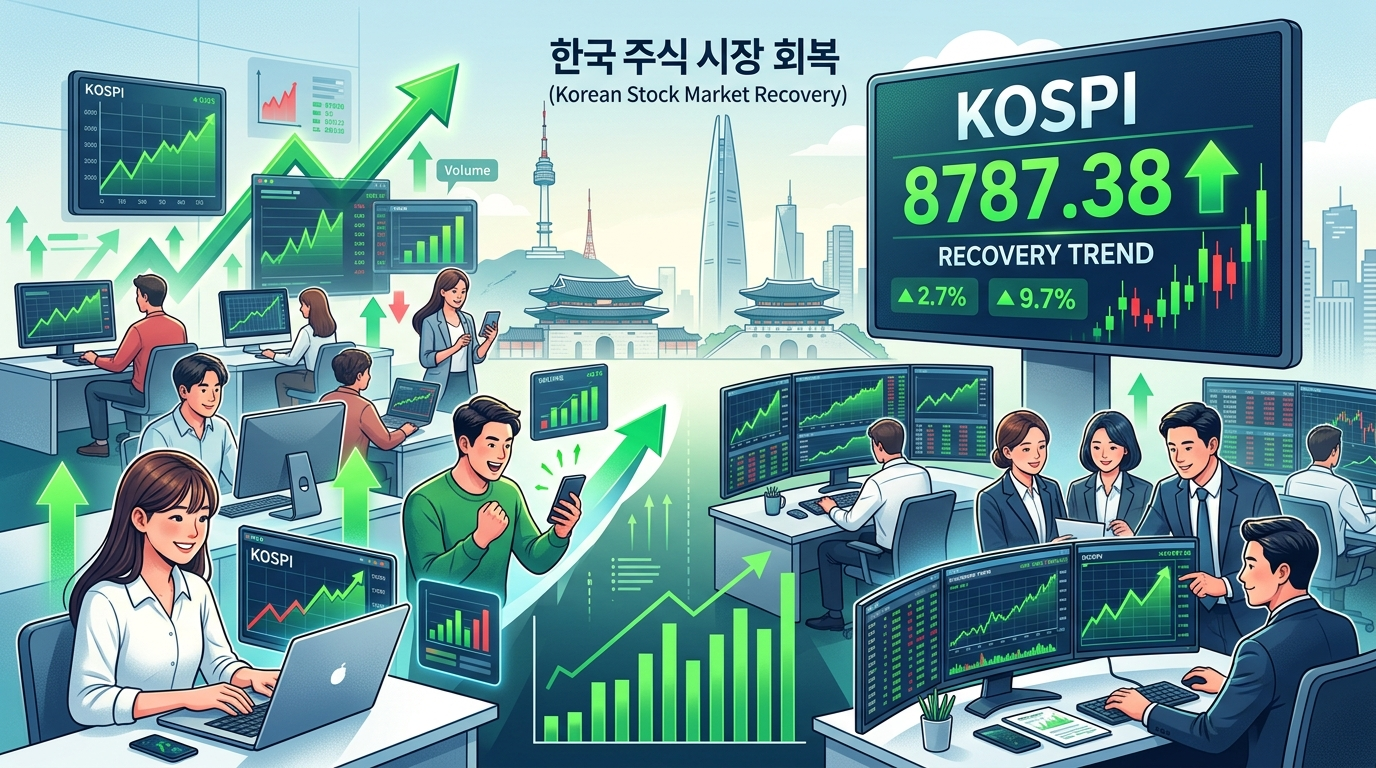개인 1.7조 '사자'에 코스피 상승 전환…8700선 회복