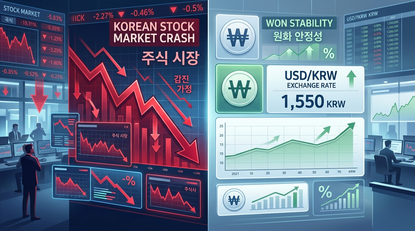 코스피 폭락에도 환율은 하락…1550원 초중반 등락